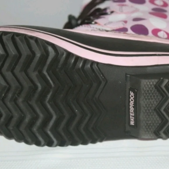 Sorel Women & girls waterproof Snow Rain Boots Brown w pink & purple Size 5 - Picture 7 of 11